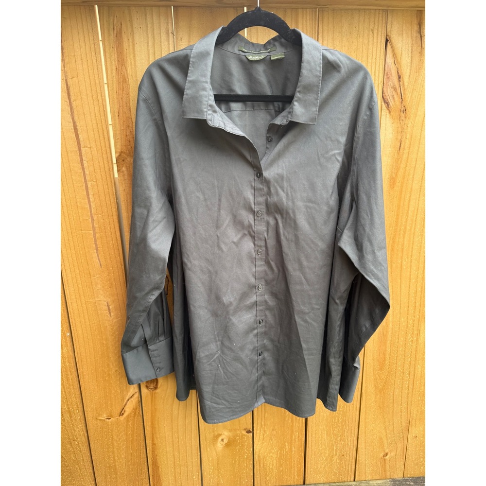 Eddie Bauer Gray Stretch Wrinkle Resistant Button Up Long Sleeve Shirt 3X - Picture 2 of 5